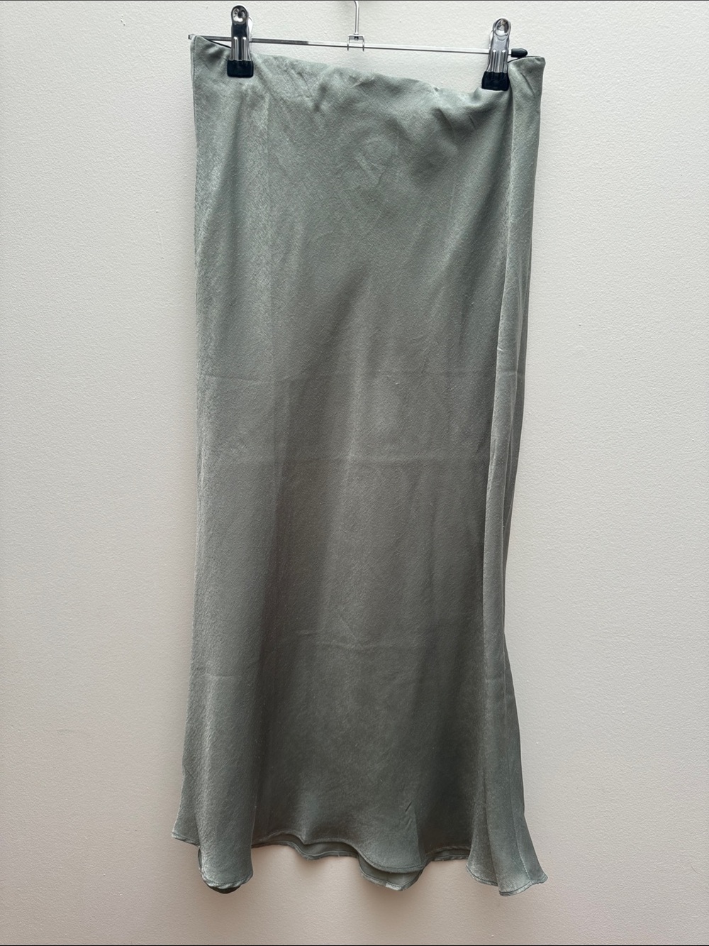 Nasty Gal Satin Maxi Skirt in Sage